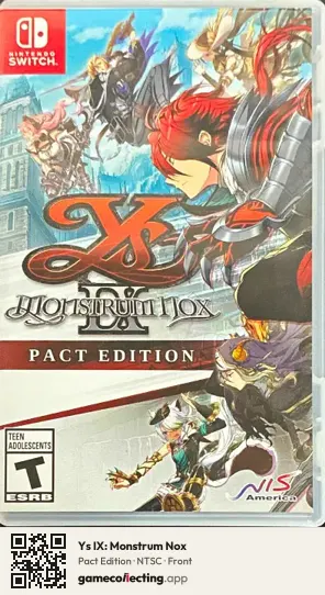 Ys IX: Monstrum Nox Nintendo Switch, NTSC box front