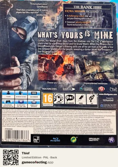 Thief PlayStation 4, PAL box back