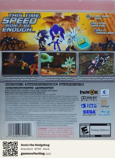 Sonic the Hedgehog PlayStation 3, NTSC box back