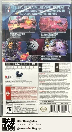 Star Renegades Nintendo Switch, NTSC box back