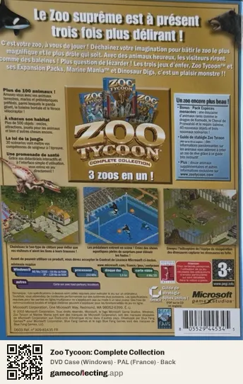 Zoo Tycoon: Complete Collection Computer, France box back