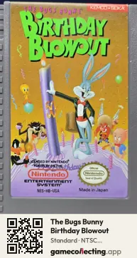 The Bugs Bunny Birthday Blowout Nintendo Entertainment System, NTSC cartridge label
