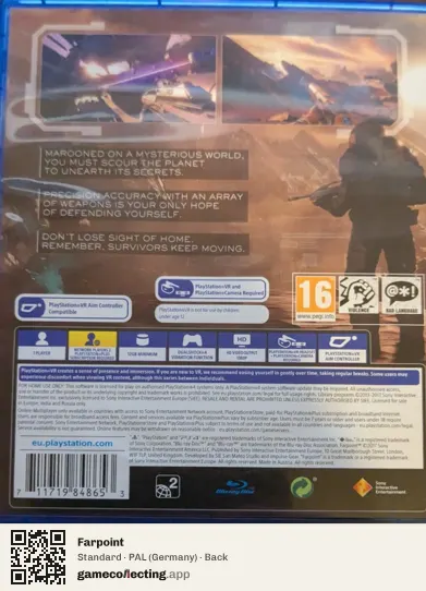 Farpoint PlayStation 4, Germany box back