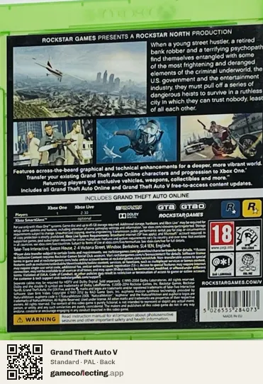 Grand Theft Auto V Xbox One, PAL box back