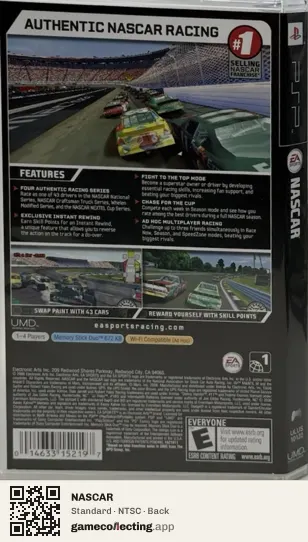 NASCAR PlayStation Portable, NTSC box back