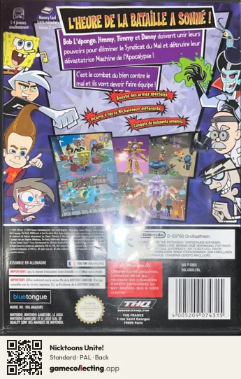 Nicktoons Unite! Nintendo GameCube, PAL box back