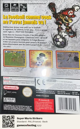 Super Mario Strikers Nintendo GameCube, France box back