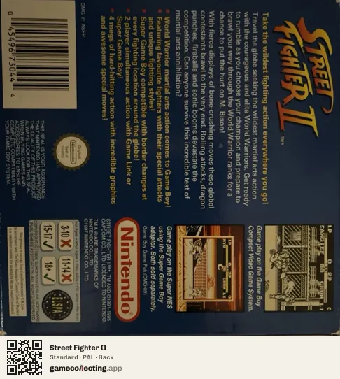 Street Fighter II Game Boy, PAL box back