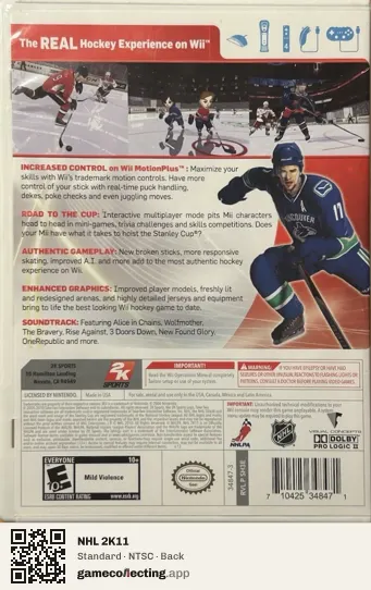 NHL 2K11 Nintendo Wii, NTSC box back