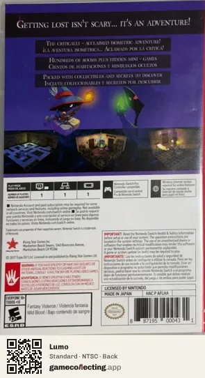 Lumo Nintendo Switch, NTSC box back