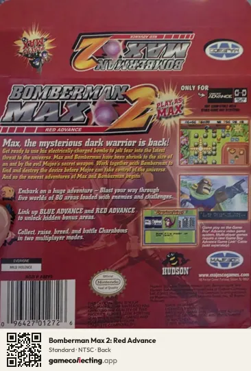 Bomberman Max 2: Red Advance Game Boy Advance, NTSC box back