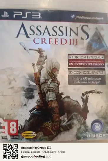 Assassin's Creed III PlayStation 3, Spain box front