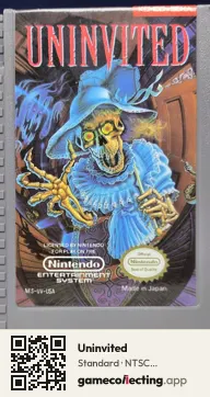 Uninvited Nintendo Entertainment System, NTSC cartridge label