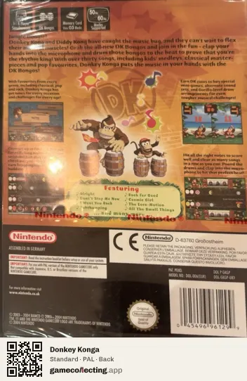 Donkey Konga Nintendo GameCube, PAL box back
