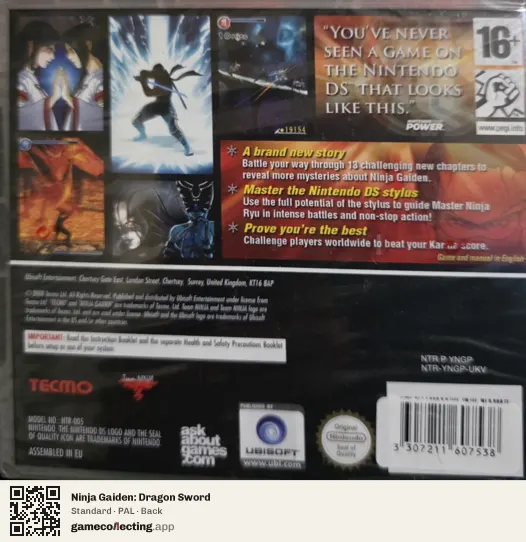 Ninja Gaiden: Dragon Sword Nintendo DS, PAL box back