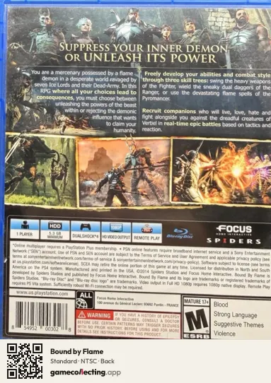 Bound by Flame PlayStation 4, NTSC box back