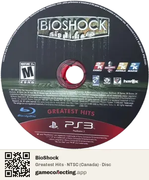 BioShock PlayStation 3, NTSC disc
