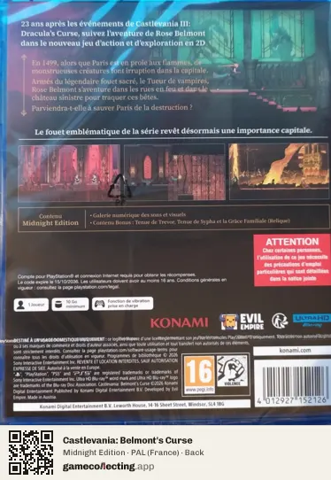 Castlevania: Belmont's Curse PlayStation 5, France box back