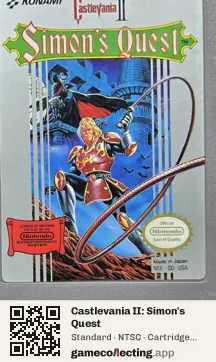 Castlevania II: Simon's Quest Nintendo Entertainment System, NTSC cartridge label