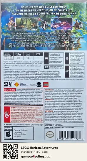 LEGO Horizon Adventures Nintendo Switch, NTSC box back