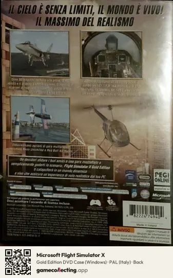 Microsoft Flight Simulator X Computer, Italy box back