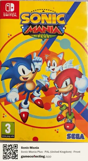 Sonic Mania Nintendo Switch, United Kingdom box front