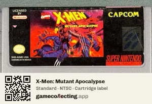 X-Men: Mutant Apocalypse Super Nintendo Entertainment System, NTSC cartridge label
