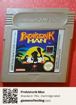 Prehistorik Man Game Boy, PAL cartridge label