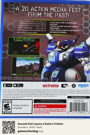 Assault Suit Leynos 2 Saturn Tribute PlayStation 5, NTSC box back