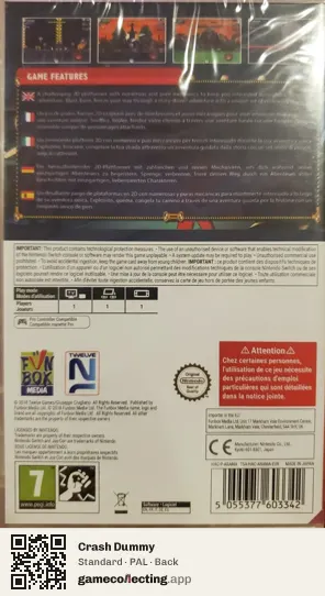 Crash Dummy Nintendo Switch, PAL box back