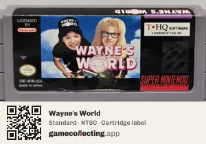 Wayne's World Super Nintendo Entertainment System, NTSC cartridge label