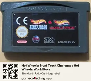 Hot Wheels: Stunt Track Challenge / Hot Wheels: World Race Game Boy Advance, PAL cartridge label