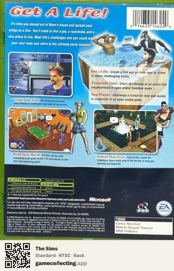 The Sims Xbox, NTSC box back