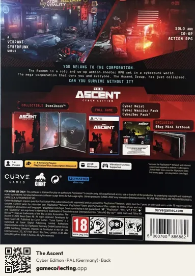 The Ascent PlayStation 5, Germany box back