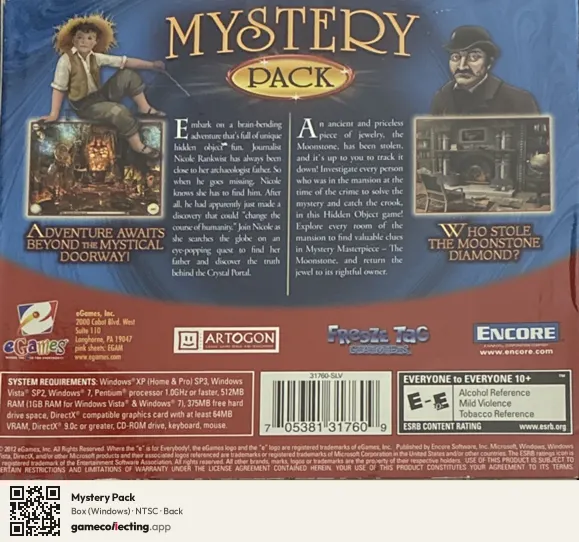 Mystery Pack Computer, NTSC box back
