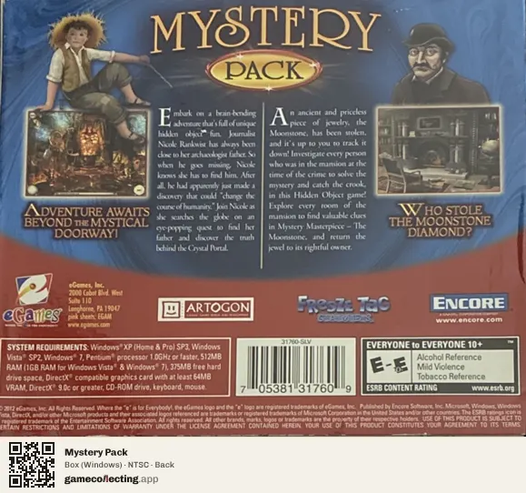 Mystery Pack Computer, NTSC box back