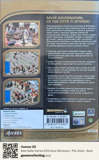 Caesar III Computer, Italy box back