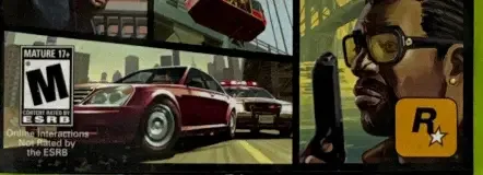 Grand Theft Auto IV, the ESRB box on its front
