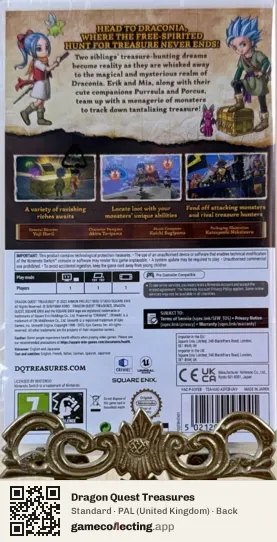 Dragon Quest Treasures Nintendo Switch, United Kingdom box back