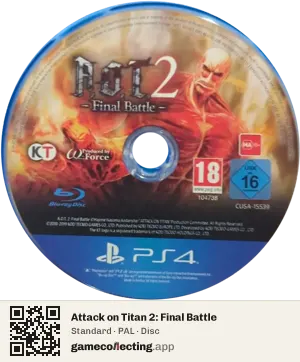 Attack on Titan 2: Final Battle PlayStation 4, PAL disc
