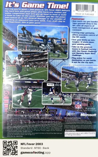NFL Fever 2003 Xbox, NTSC box back