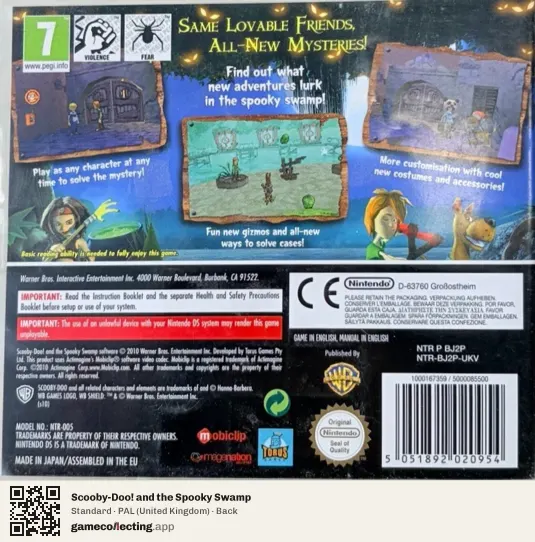 Scooby-Doo! and the Spooky Swamp Nintendo DS, United Kingdom box back
