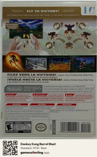 Donkey Kong Barrel Blast Nintendo Wii, NTSC box back