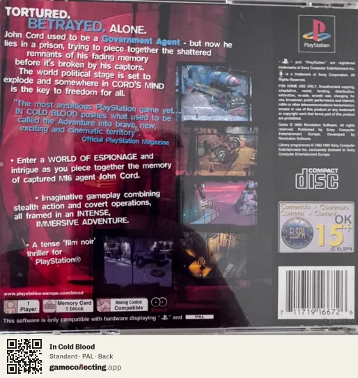 In Cold Blood PlayStation, PAL box back