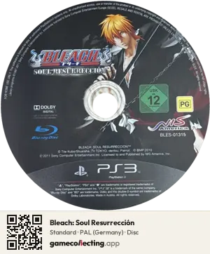 Bleach: Soul Resurrección PlayStation 3, PAL disc