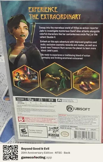 Beyond Good & Evil Nintendo Switch, NTSC box back