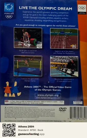 Athens 2004 PlayStation 2, NTSC box back