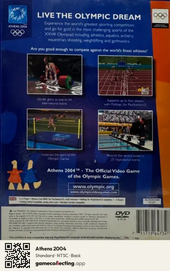 Athens 2004 PlayStation 2, NTSC box back
