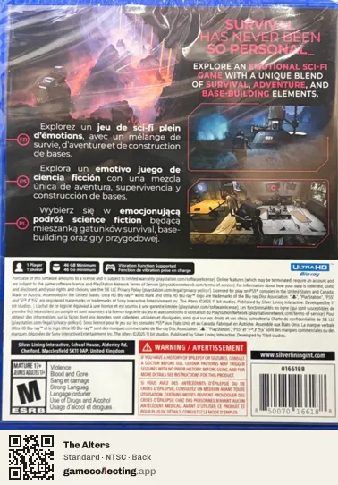 The Alters PlayStation 5, NTSC box back