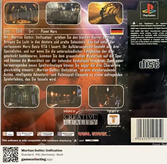 Martian Gothic: Unification PlayStation, Germany box back